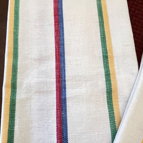 Vintage Retro Red Blue Green Yellow Stripe Woven Kitchen Hand Towels 3 - Picture 6 of 6